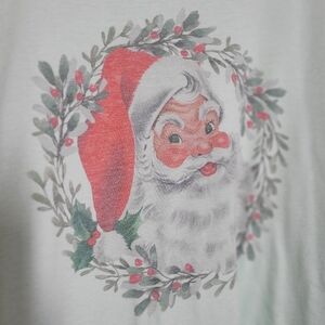 Holiday Christmas Santa Graphic Tee Mint Green XXL